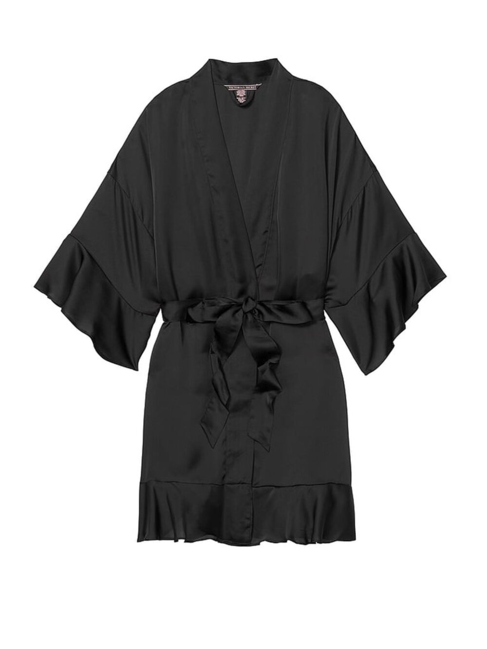 NWT Victoria's Secret Georgette Flounce Robe Black XS/ Small #A2001 - Picture 2 of 8